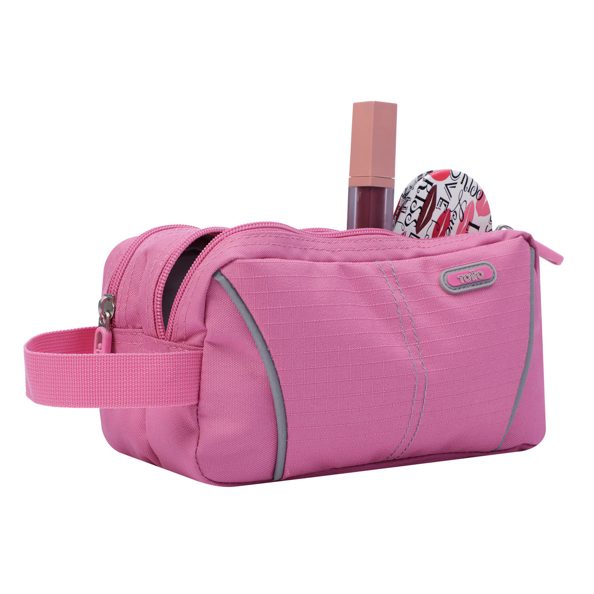 Estuche escolar dos compartimentos color rosa - Zurich