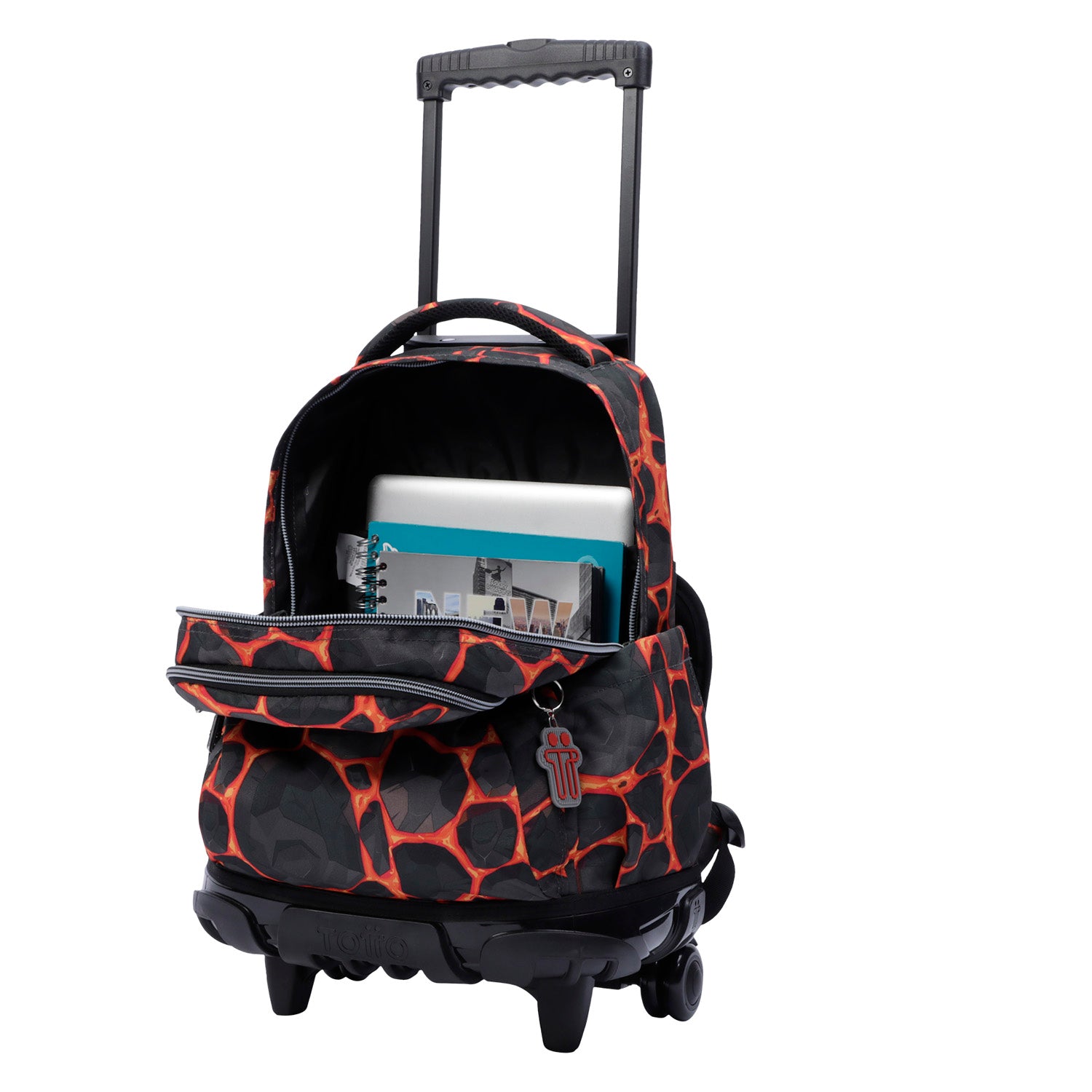 Mochila escolar con ruedas estampado rocas - Renglones