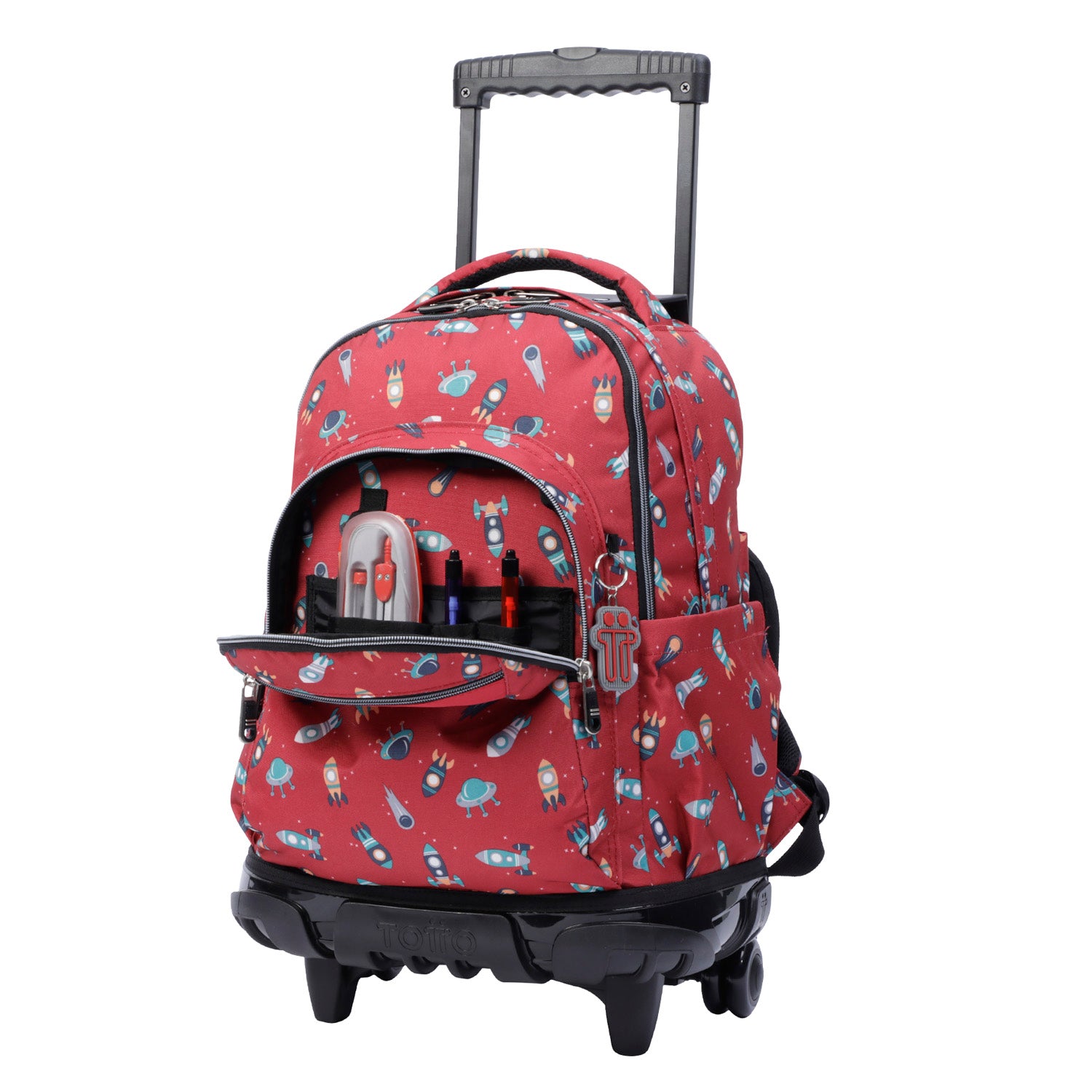 Mochila escolar con ruedas estampado rocas - Renglones