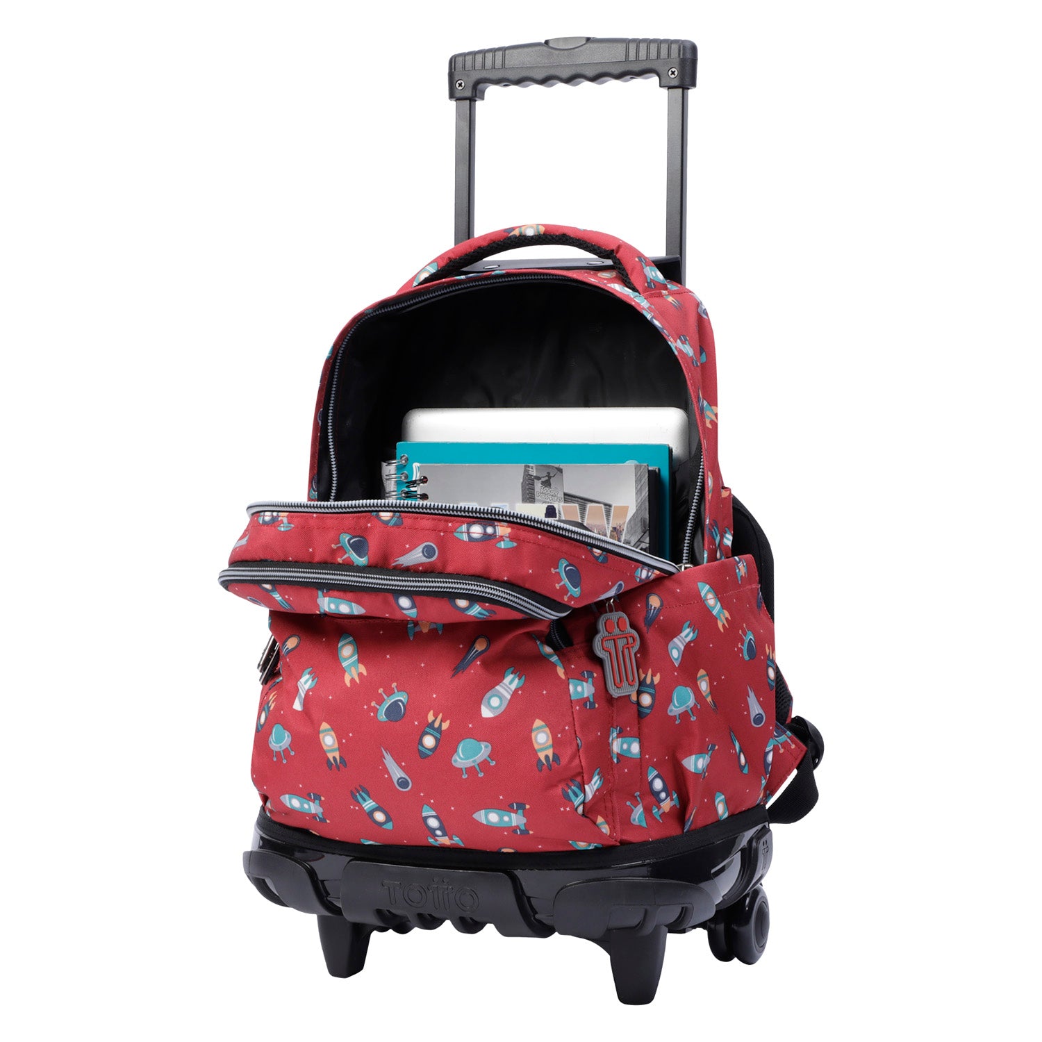 Mochila escolar con ruedas estampado rocas - Renglones