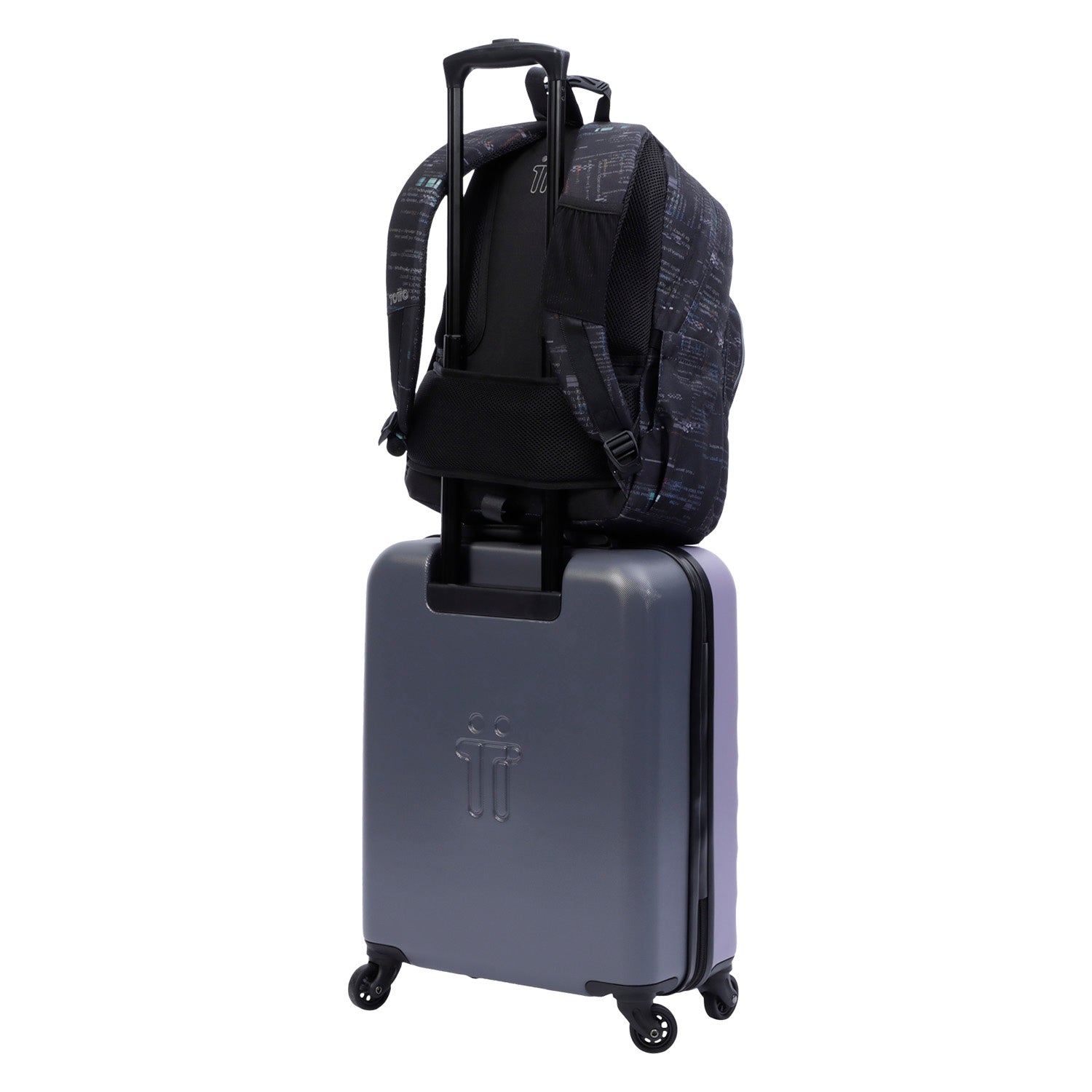 Mochila escolar adaptable a carro morado cebra - Acuareles