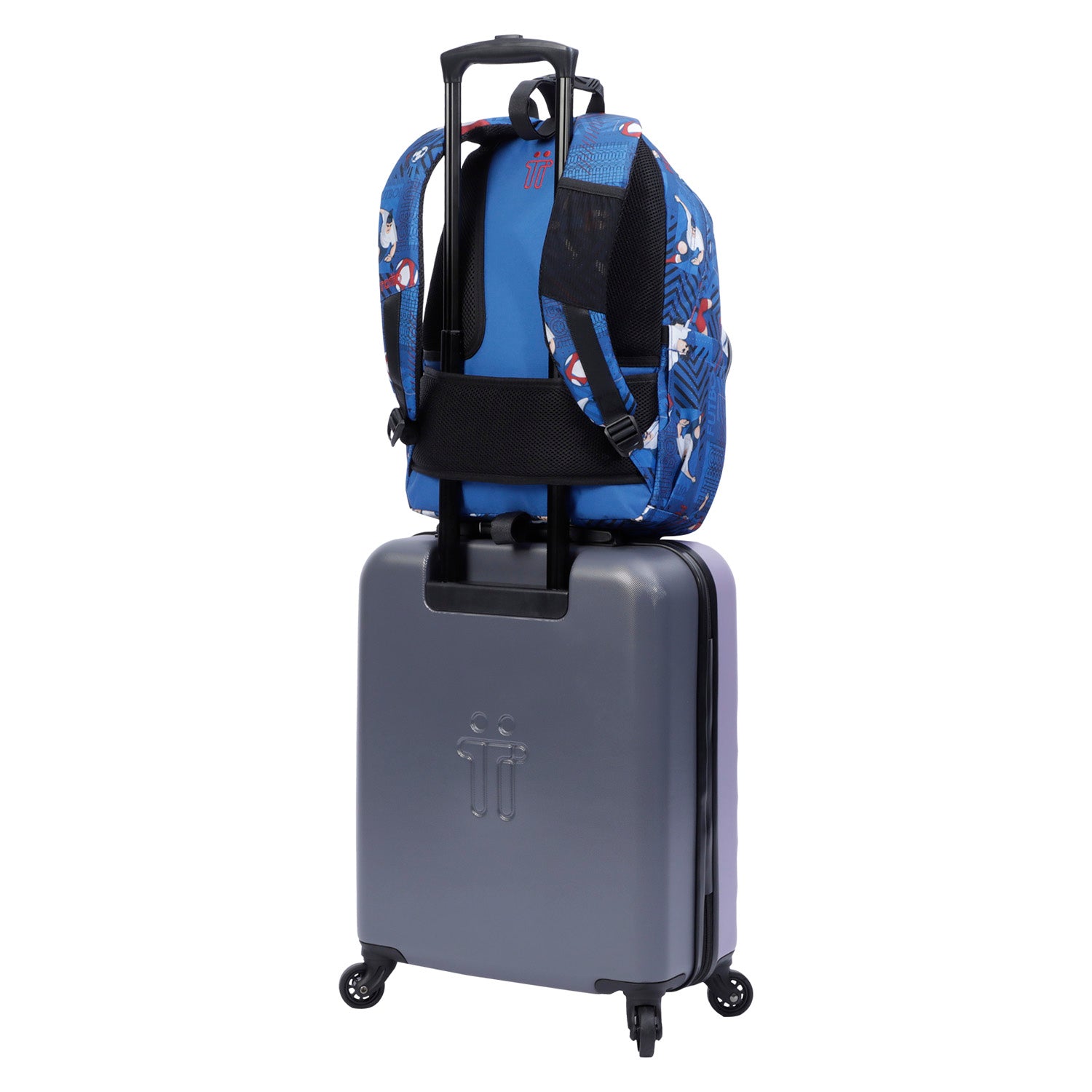 Mochila escolar adaptable a carro morado cebra - Acuareles