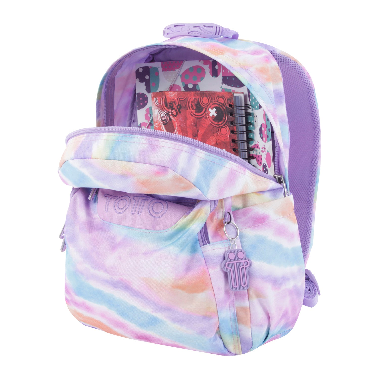 Mochila escolar adaptable a carro morado cebra - Acuareles