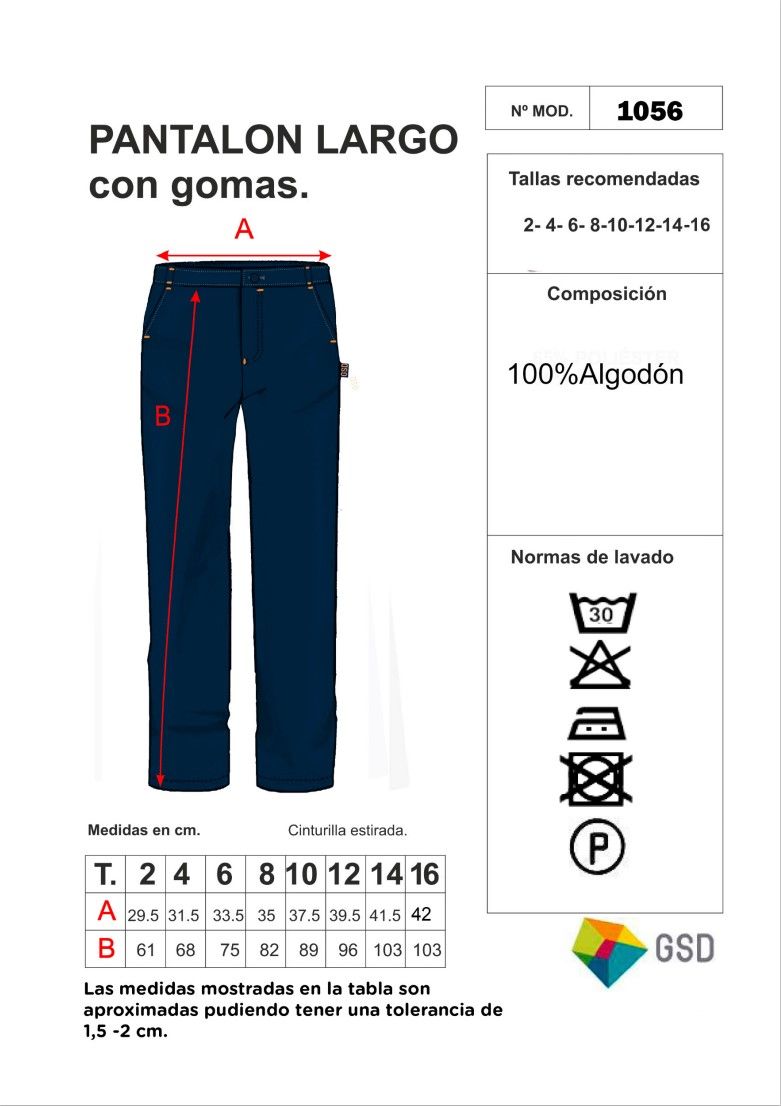 PANTALÓN LARGO (100% algodón, por encargo)