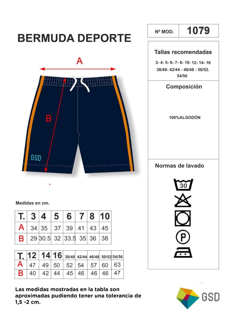 BERMUDA DEPORTE (100% algodón, por encargo)