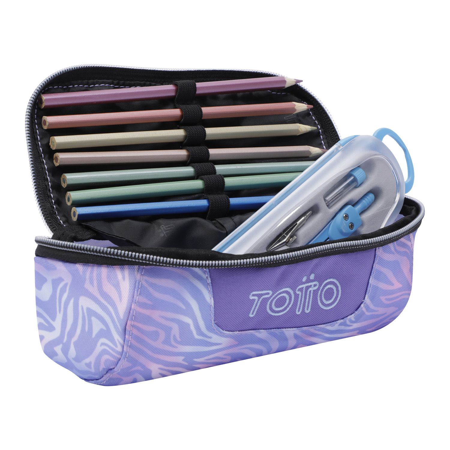 Estuche escolar estampado morado cebra - Tajalapiz
