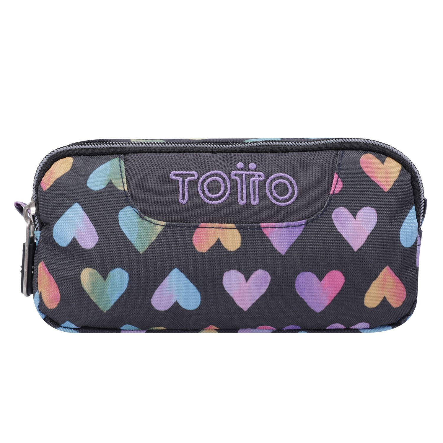 Estuche escolar dos compartimentos estampado corazones colores - Sobre