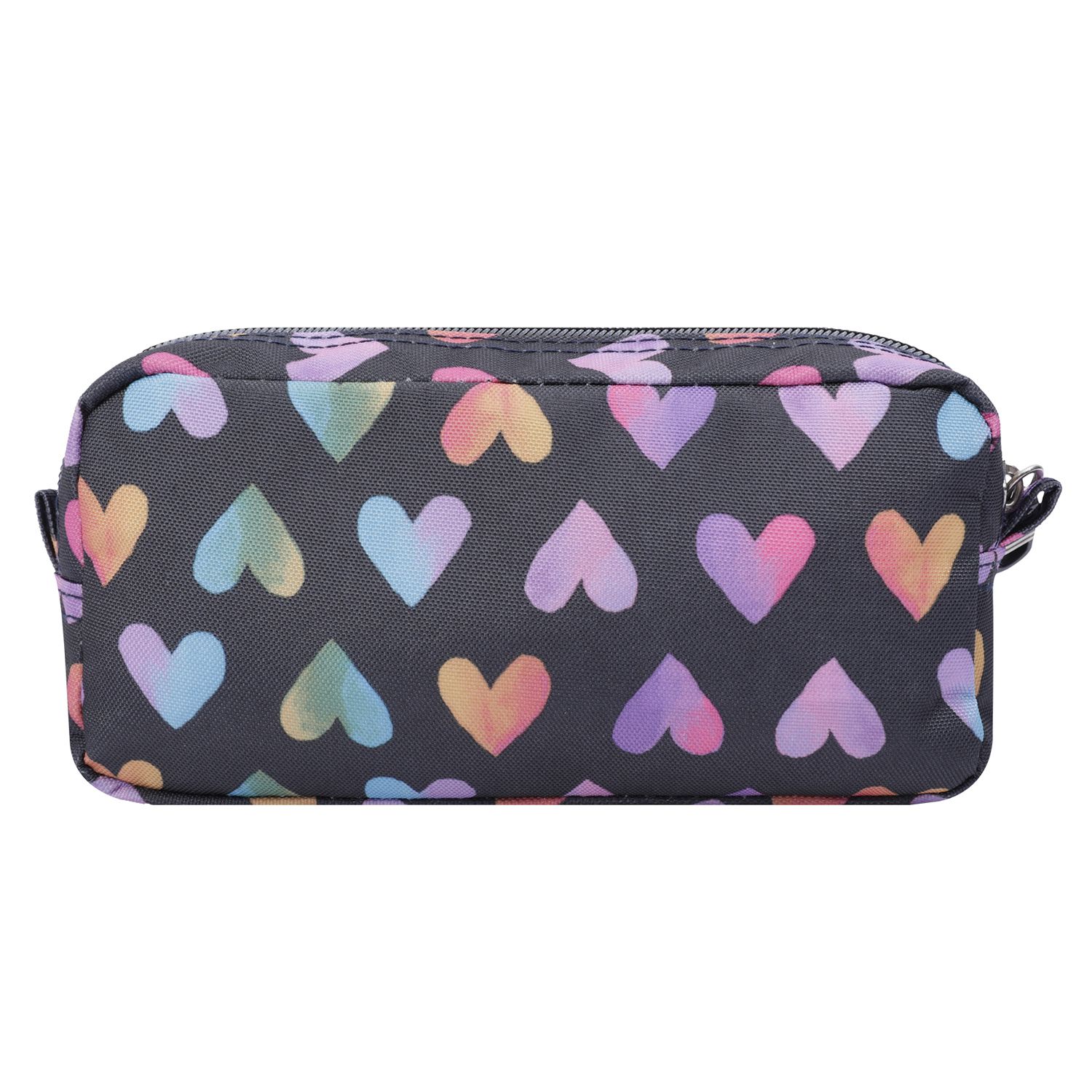 Estuche escolar dos compartimentos estampado corazones colores - Sobre