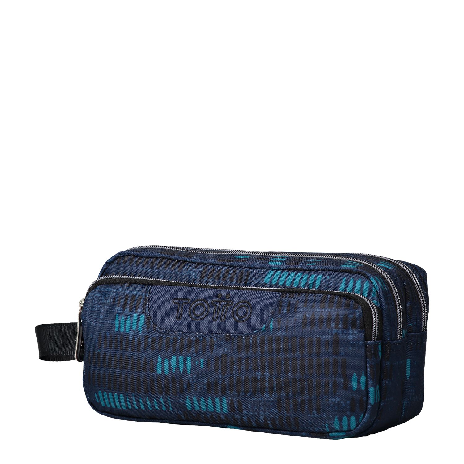 Estuche escolar tres compartimentos azul jaspeado - Agapec