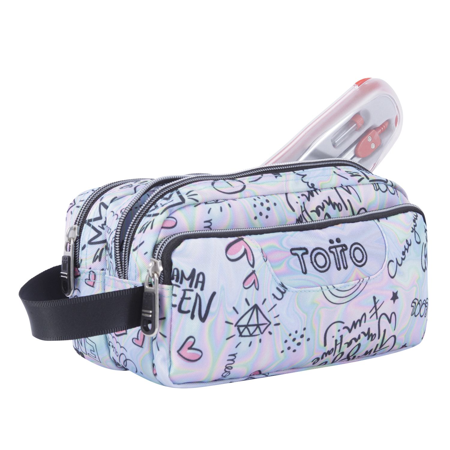 Estuche escolar tres compartimentos rainbow party - Agapec