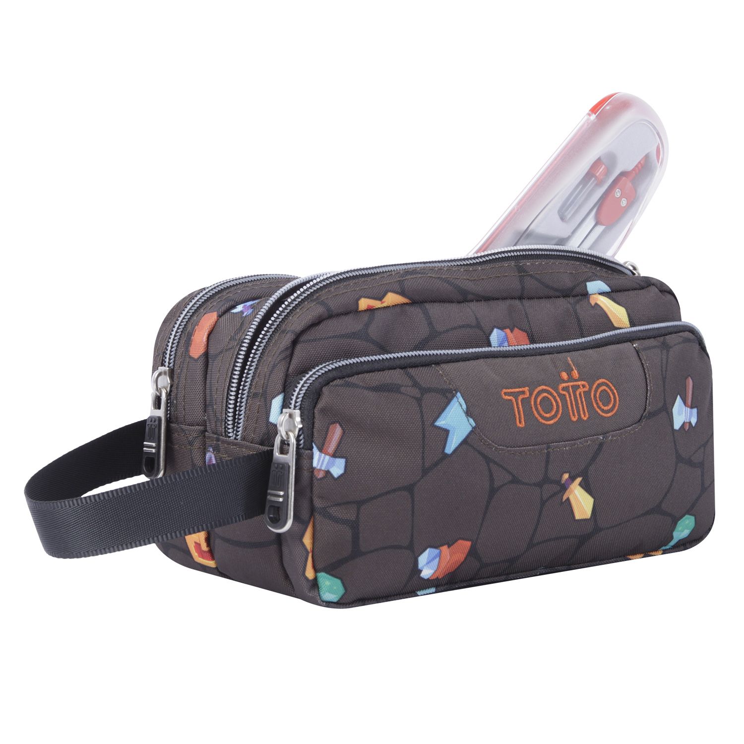 Estuche escolar tres compartimentos estampado videojuego - Agapec