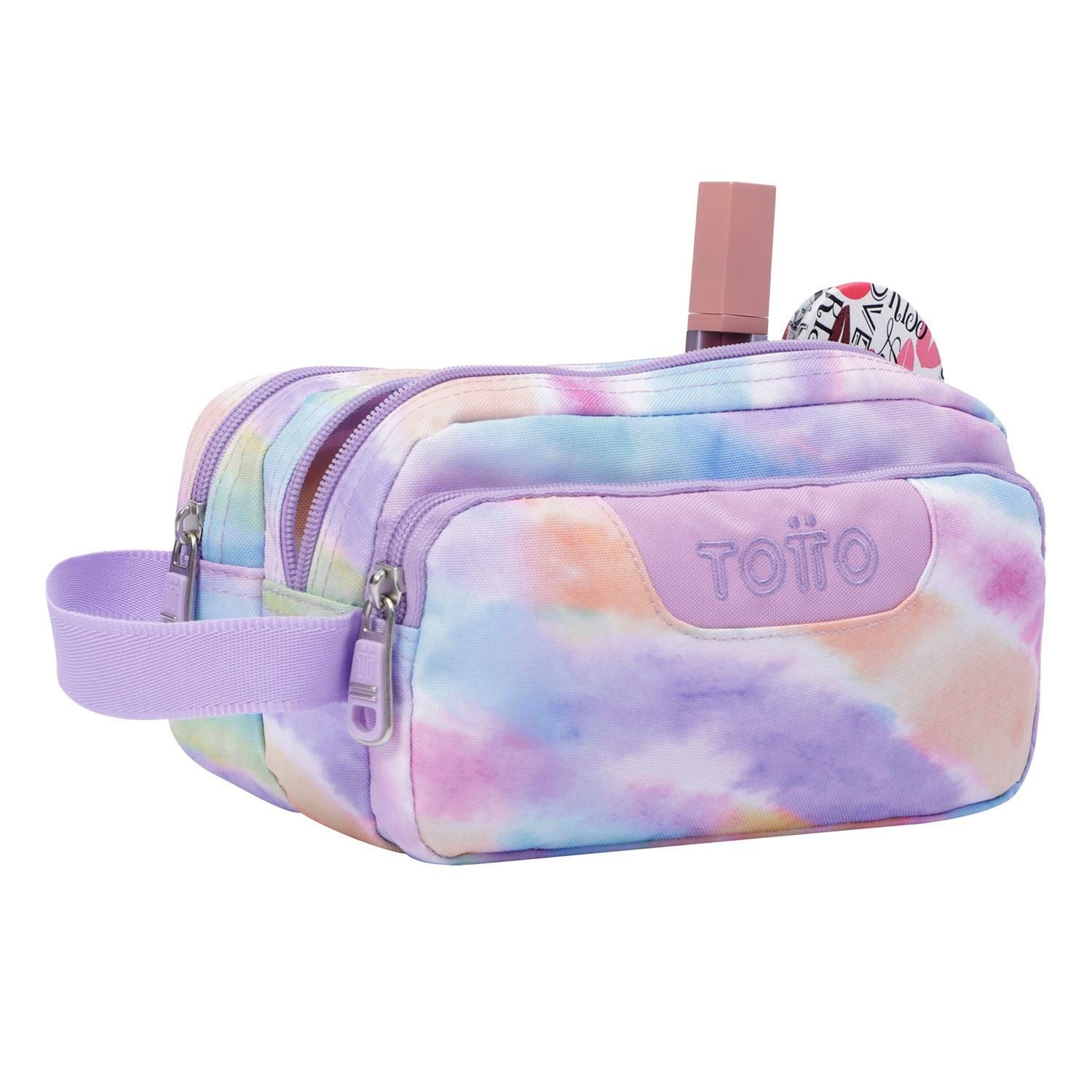 Estuche escolar tres compartimentos estampados pastel - Agapec