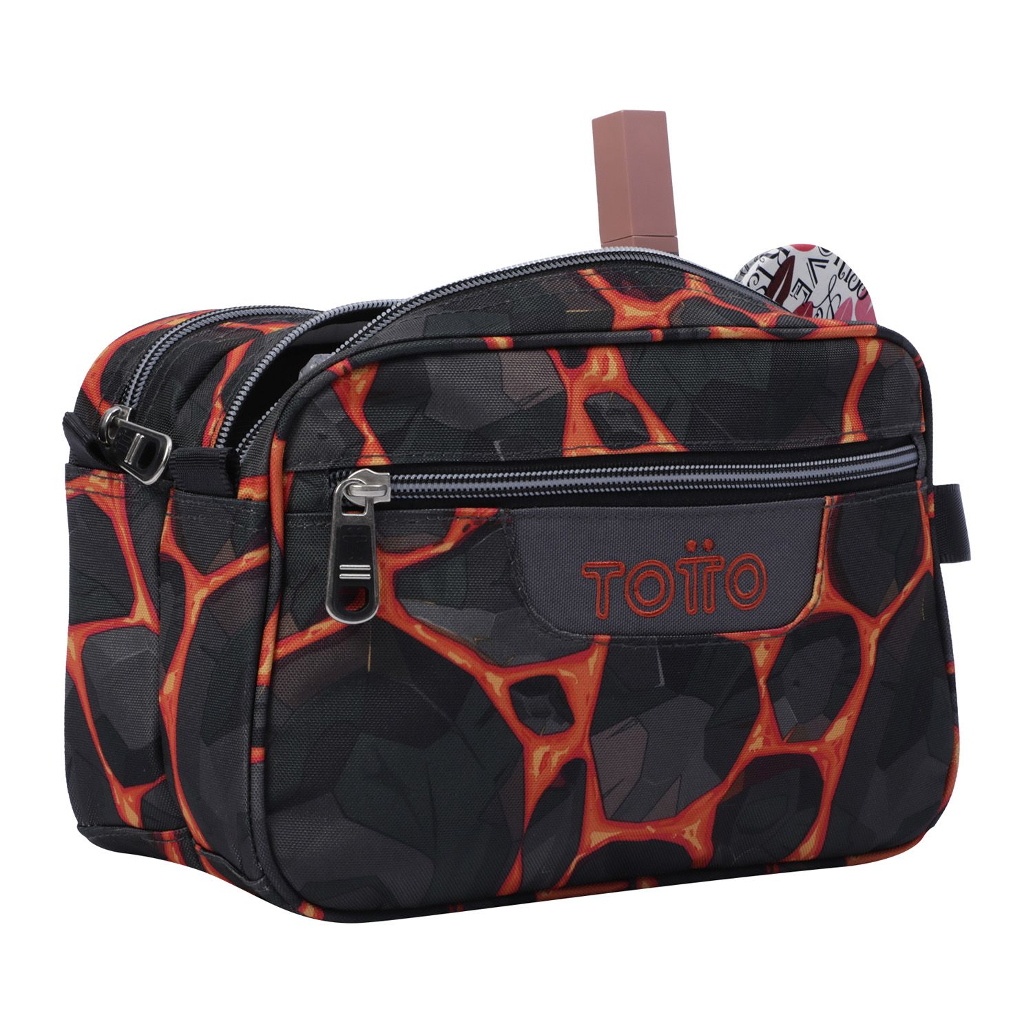 Estuche escolar dos compartimentos estampado rocas - Plastilina
