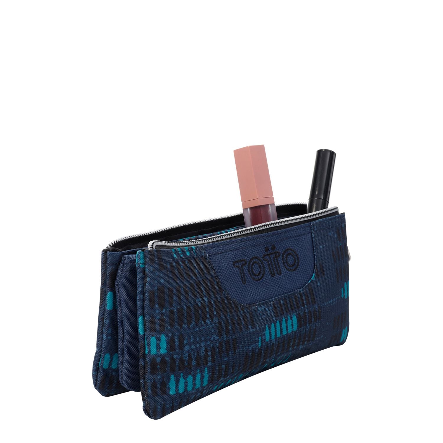 Estuche escolar tres compartimentos azul jaspeado - Tablero