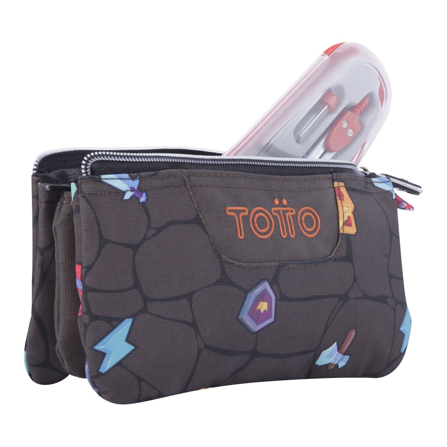 Estuche escolar tres compartimentos estampado videojuego - Tablero