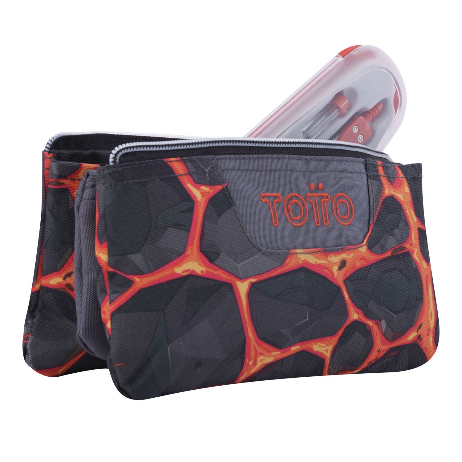 Estuche escolar tres compartimentos estampado rocas - Tablero