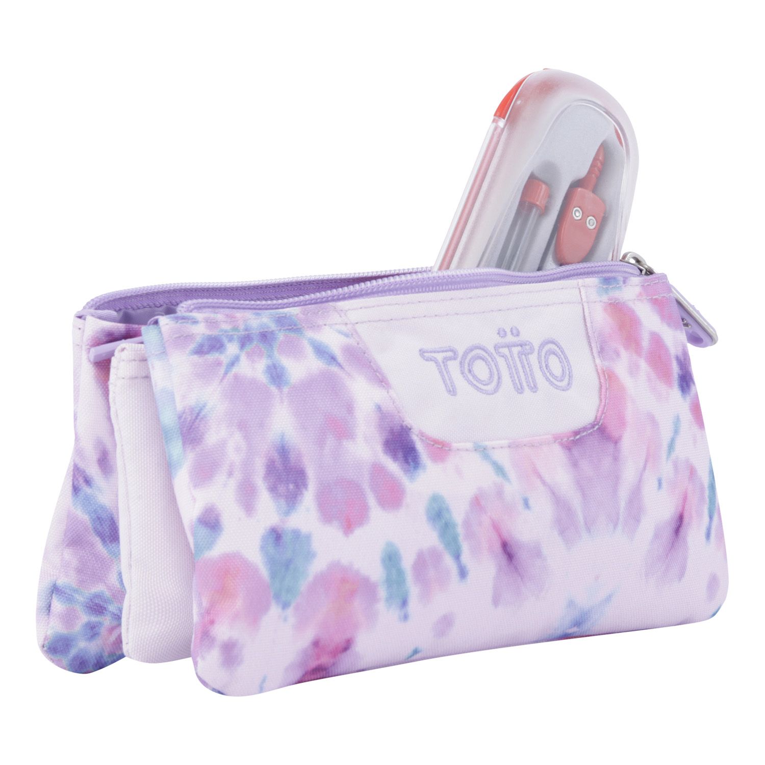 Estuche escolar tres compartimentos rosa tye dye - Tablero
