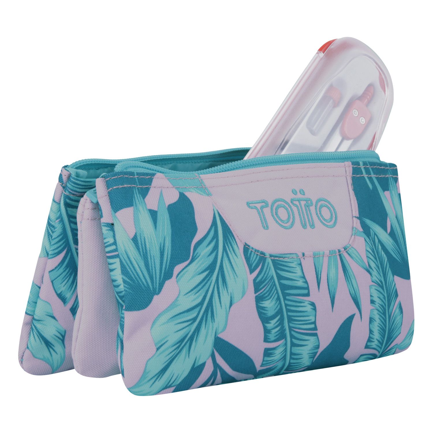 Estuche escolar tres compartimentos plantas tropicales - Tablero