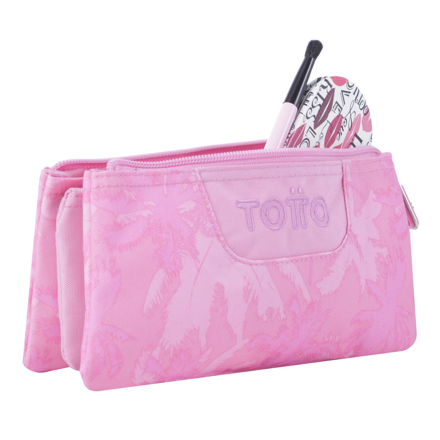 Estuche escolar tres compartimentos palmeras rosas - Tablero