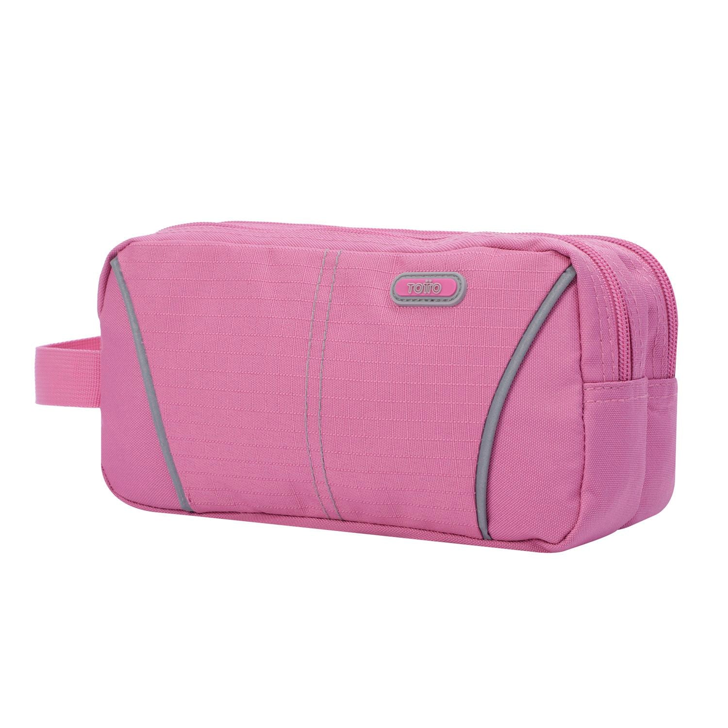 Estuche escolar dos compartimentos color rosa - Zurich