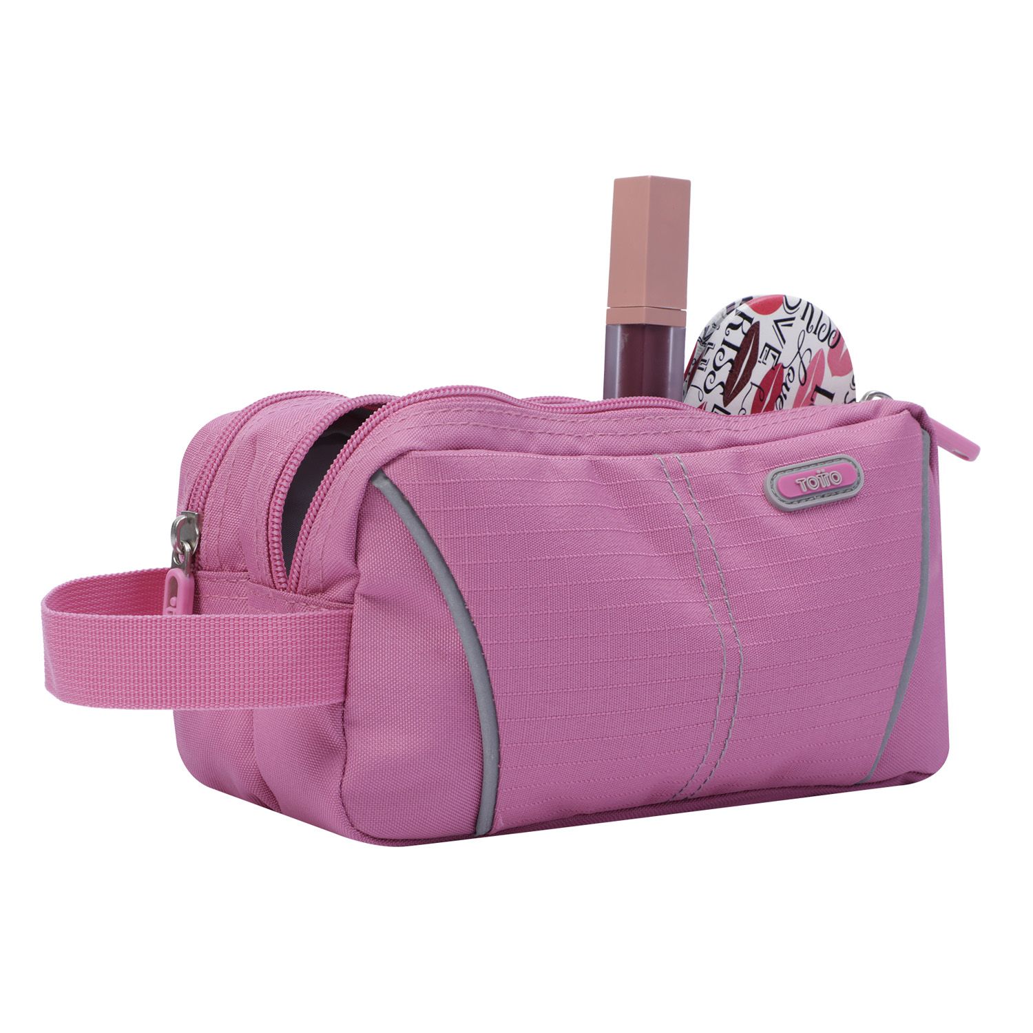 Estuche escolar dos compartimentos color rosa - Zurich