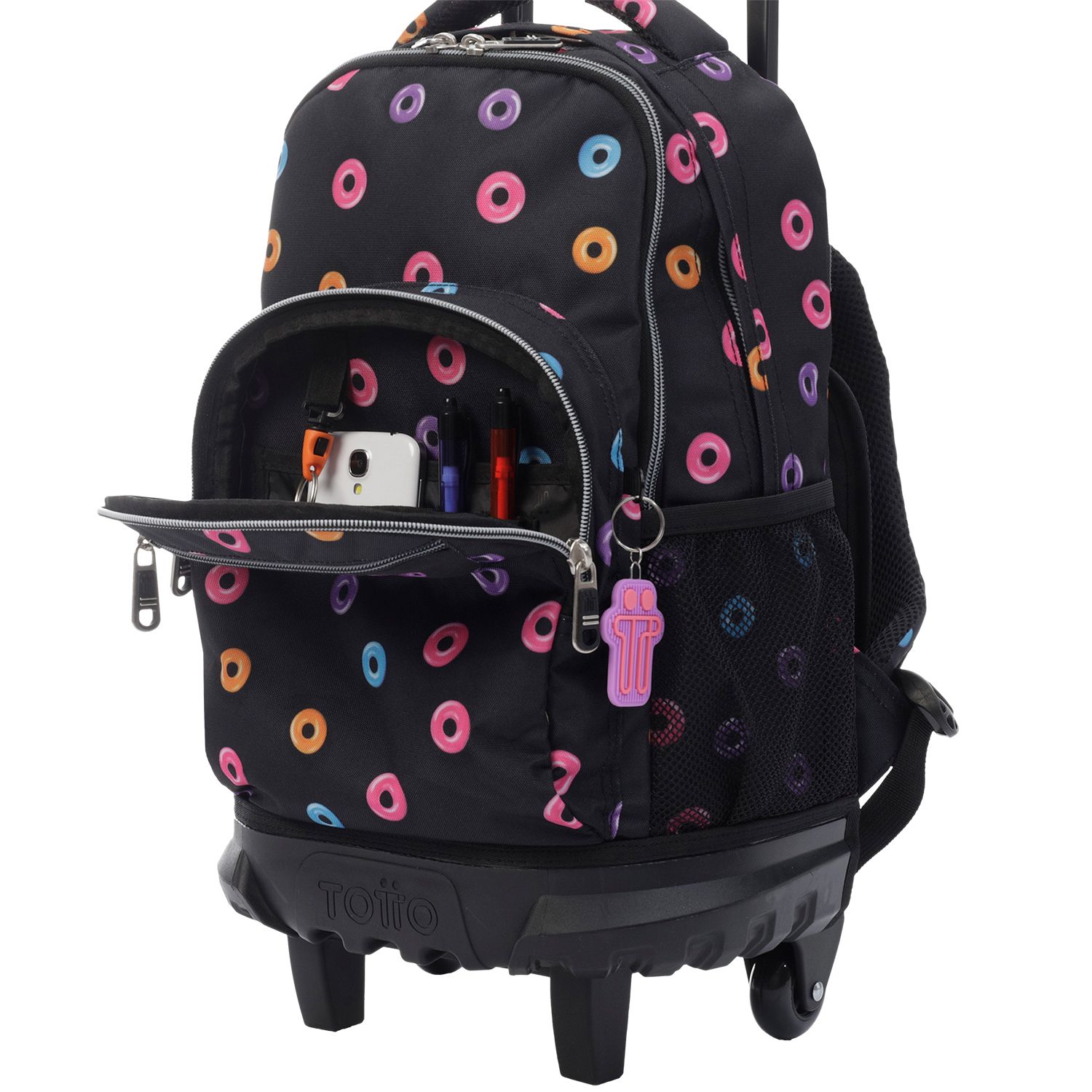 Mochila escolar pequeña ruedas donuts - Resma