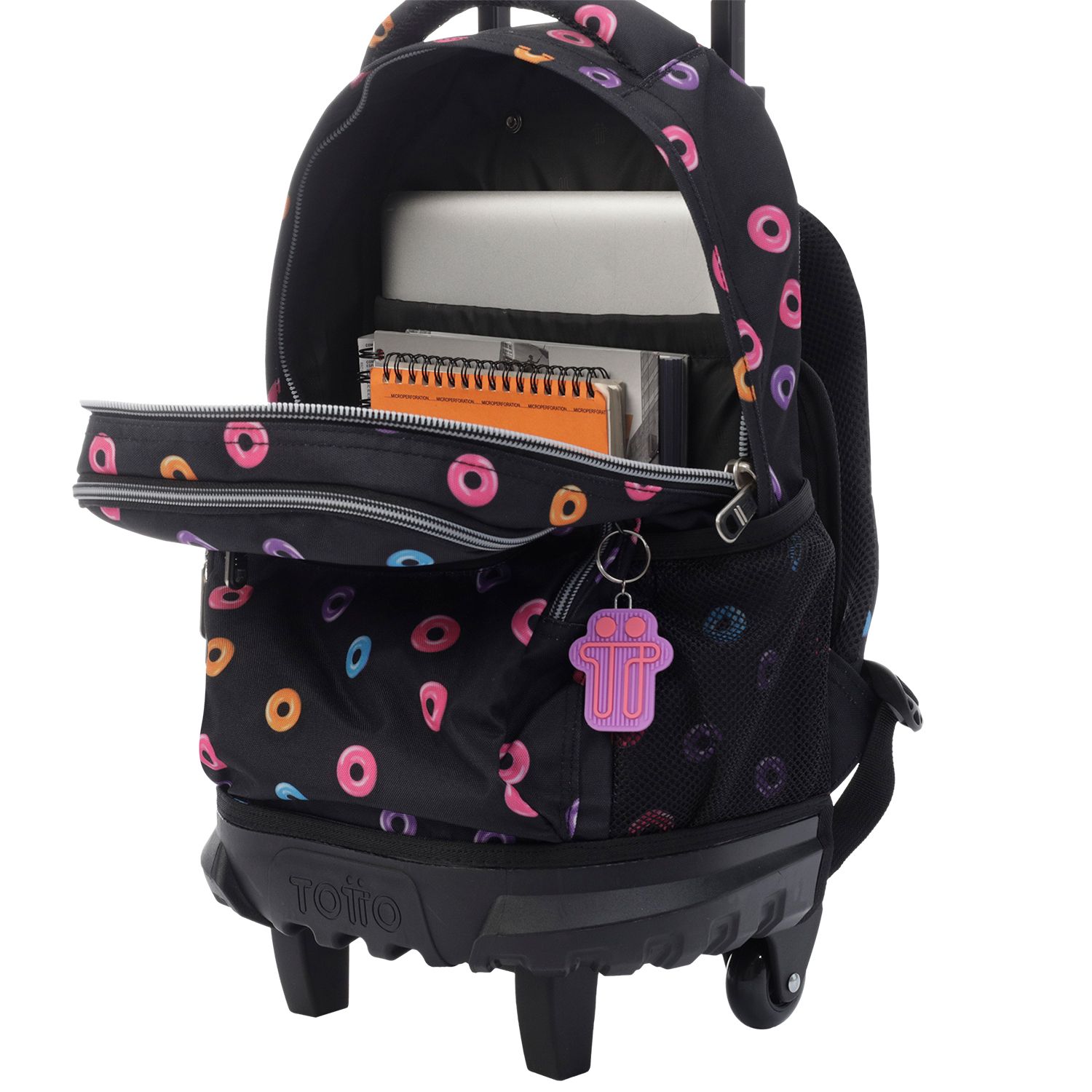 Mochila escolar pequeña ruedas donuts - Resma
