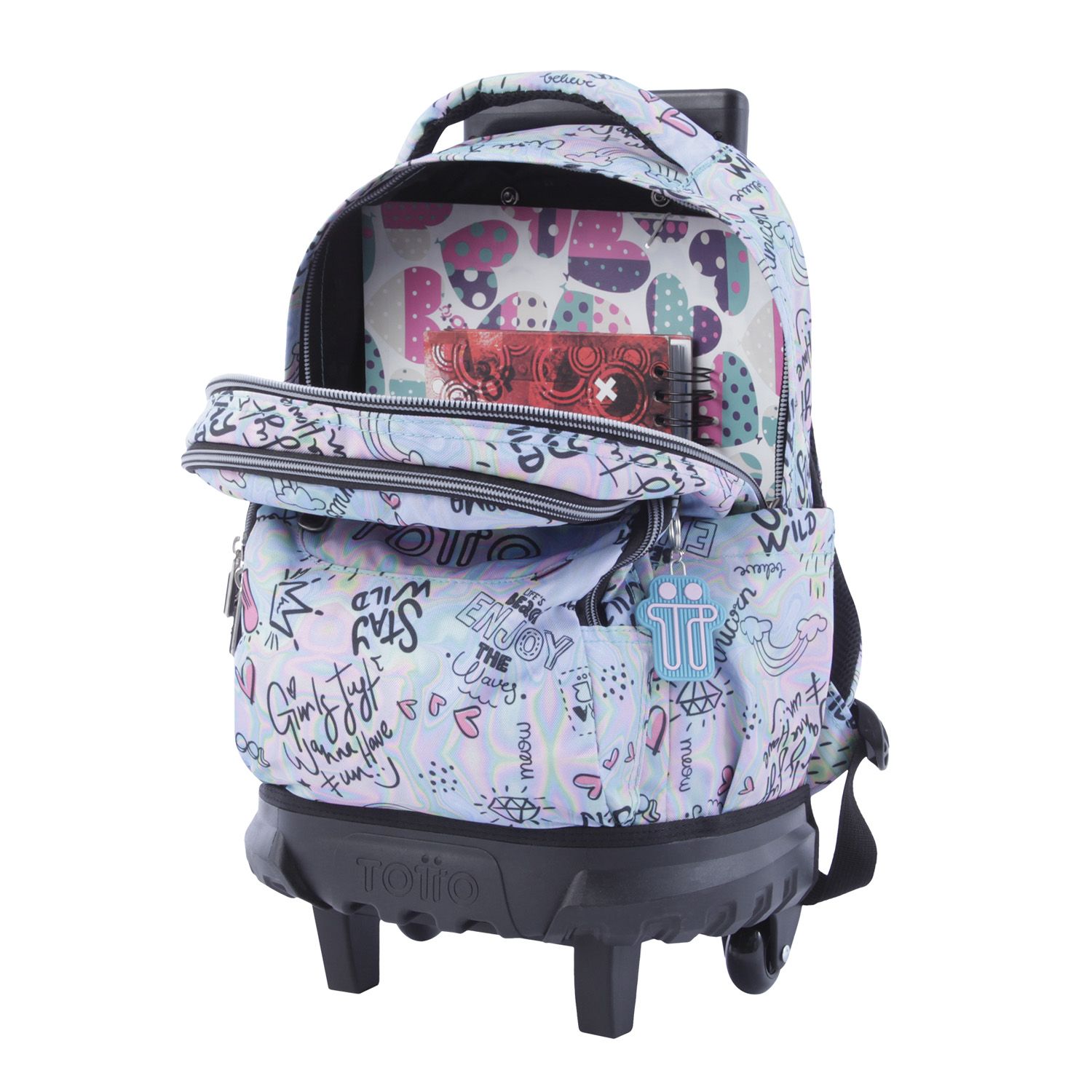 Mochila escolar pequeña ruedas rainbow party - Resma