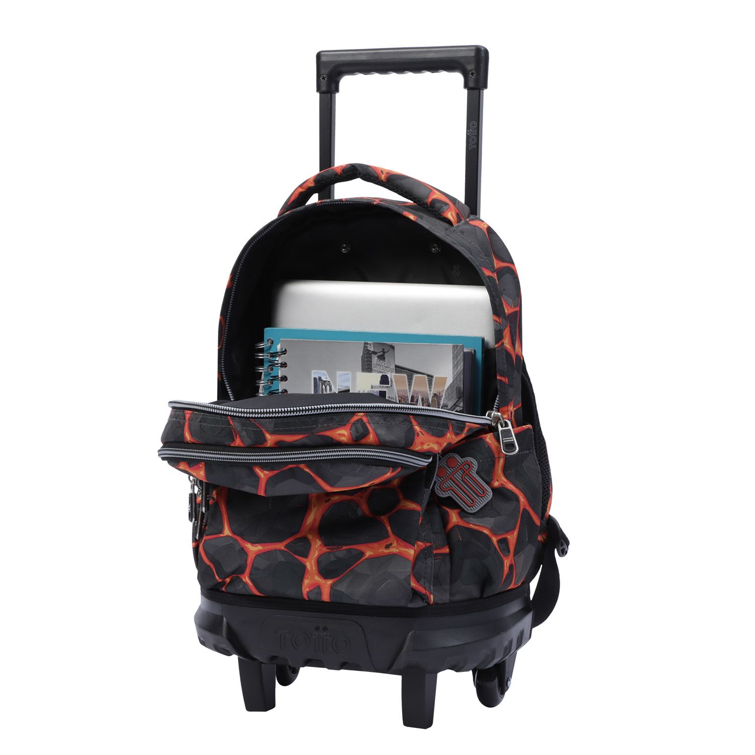 Mochila escolar pequeña ruedas estampado rocas - Resma