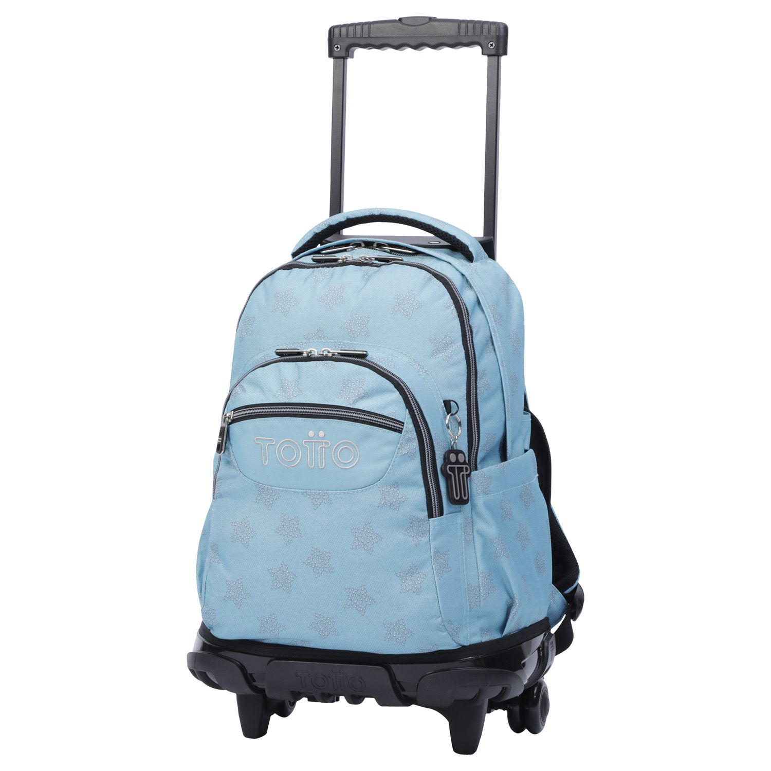 Mochila escolar con ruedas azul y estrellas - Renglones