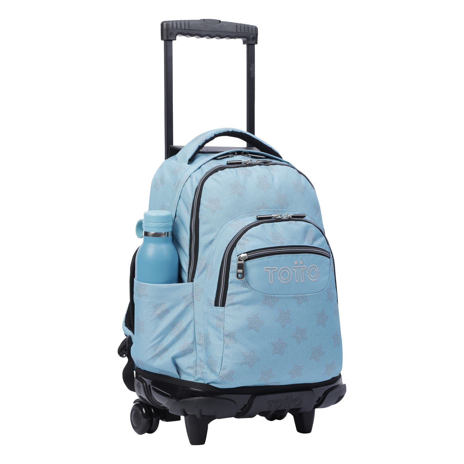 Mochila escolar con ruedas azul y estrellas - Renglones