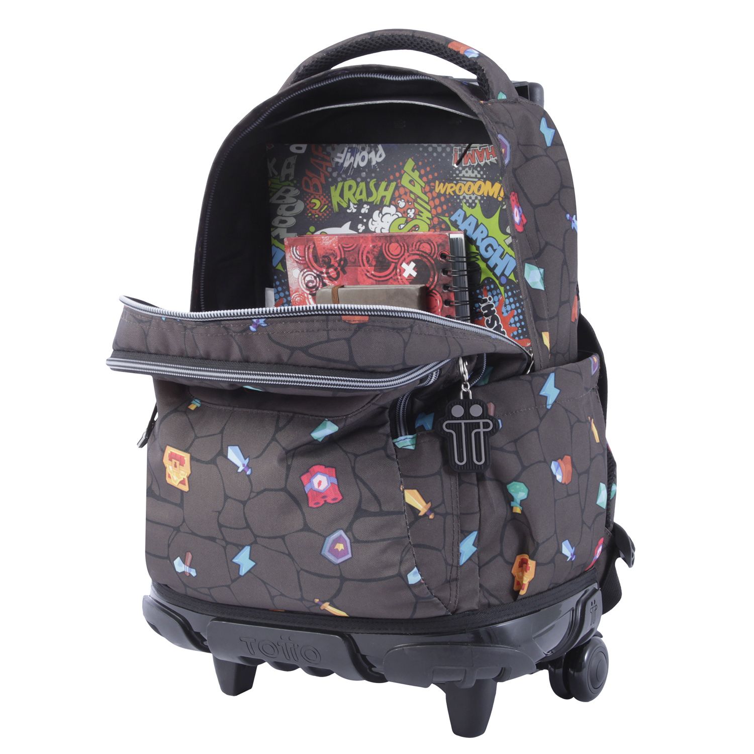 Mochila escolar con ruedas estampado videojuego - Renglones