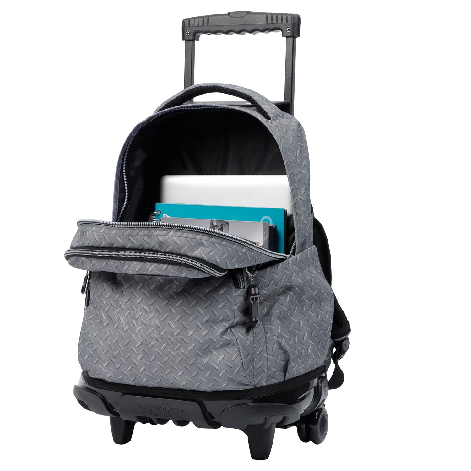 Mochila escolar con ruedas gris metálico - Renglones