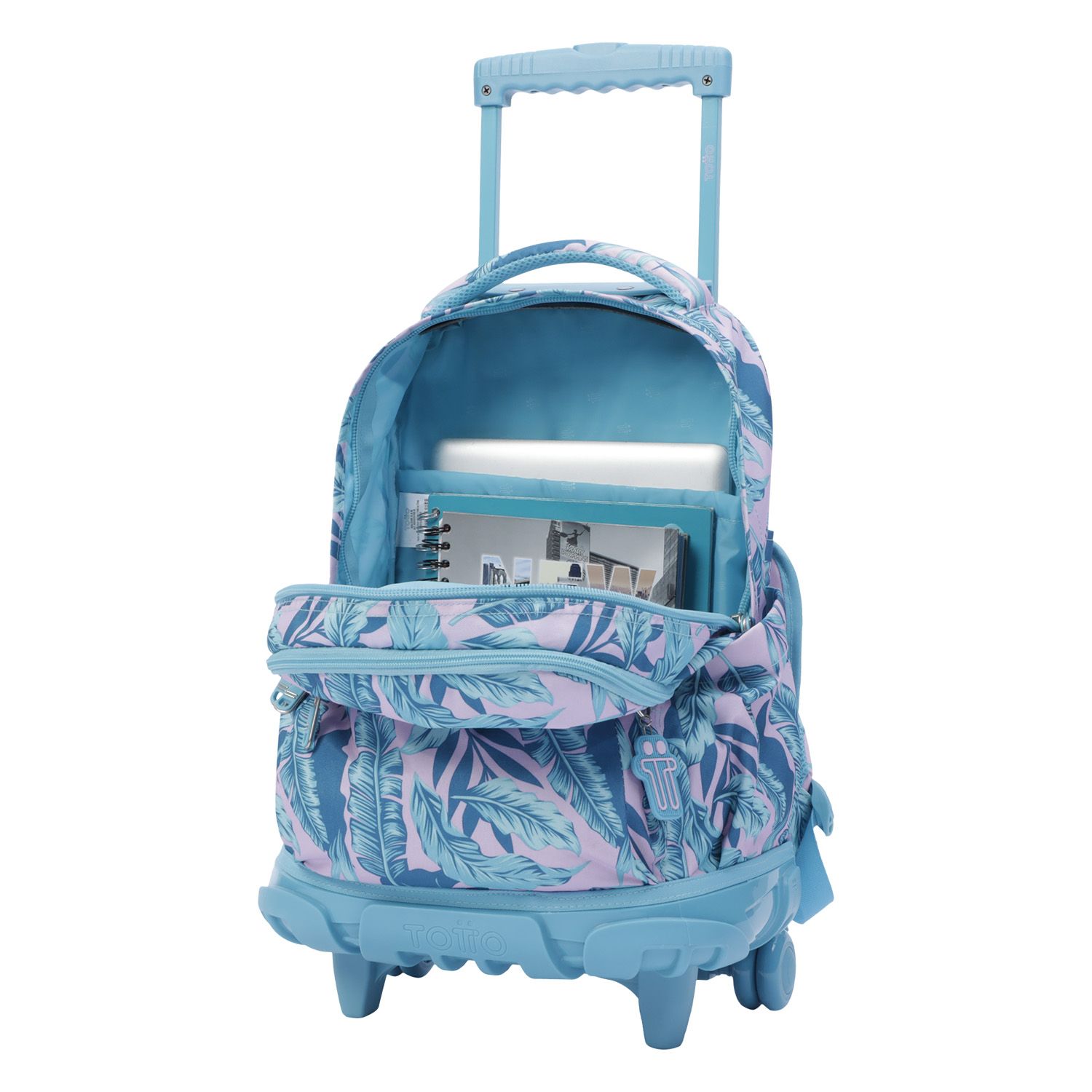 Mochila escolar con ruedas plantas tropicales - Renglones