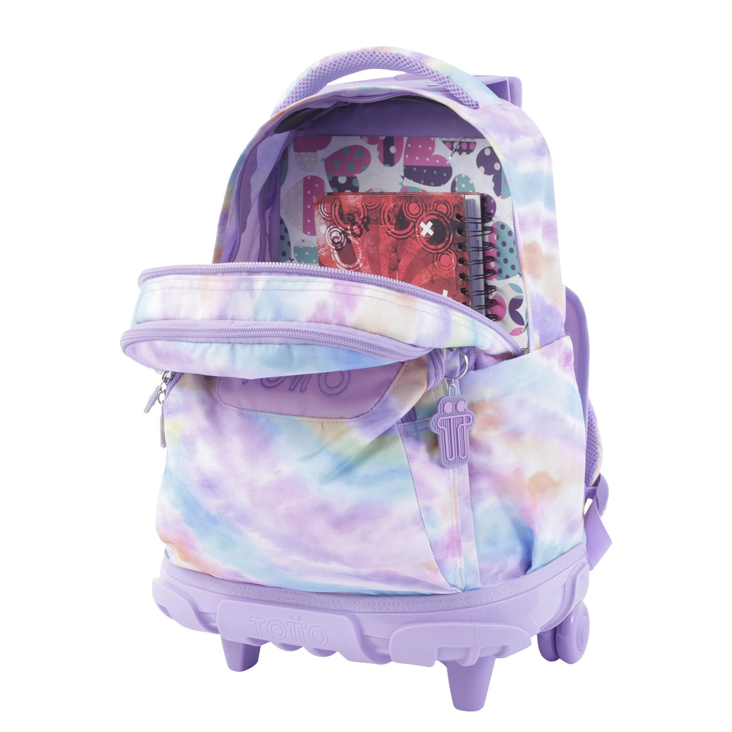 Mochila escolar con ruedas estampados pastel - Renglones