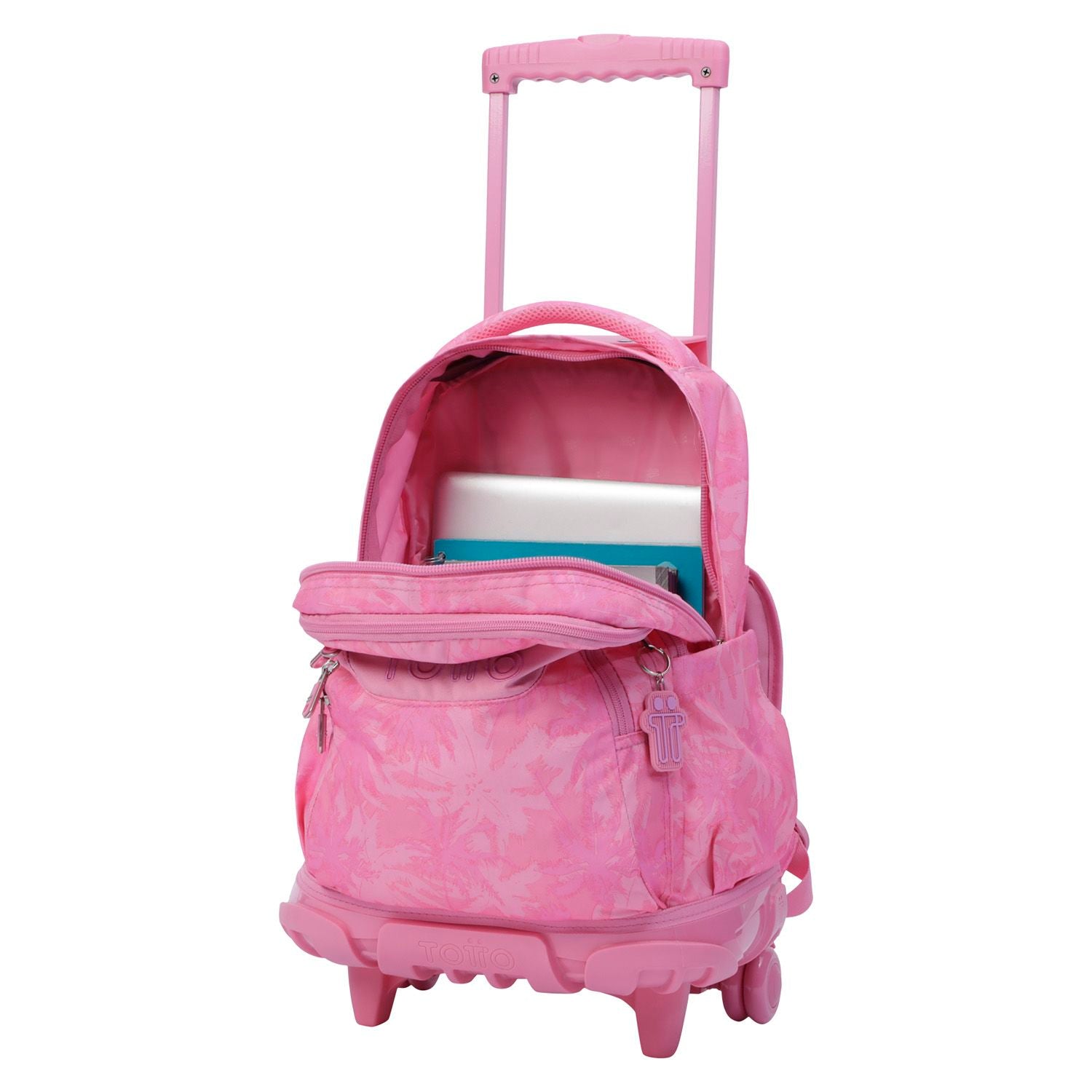 Mochila escolar con ruedas palmeras rosas - Renglones