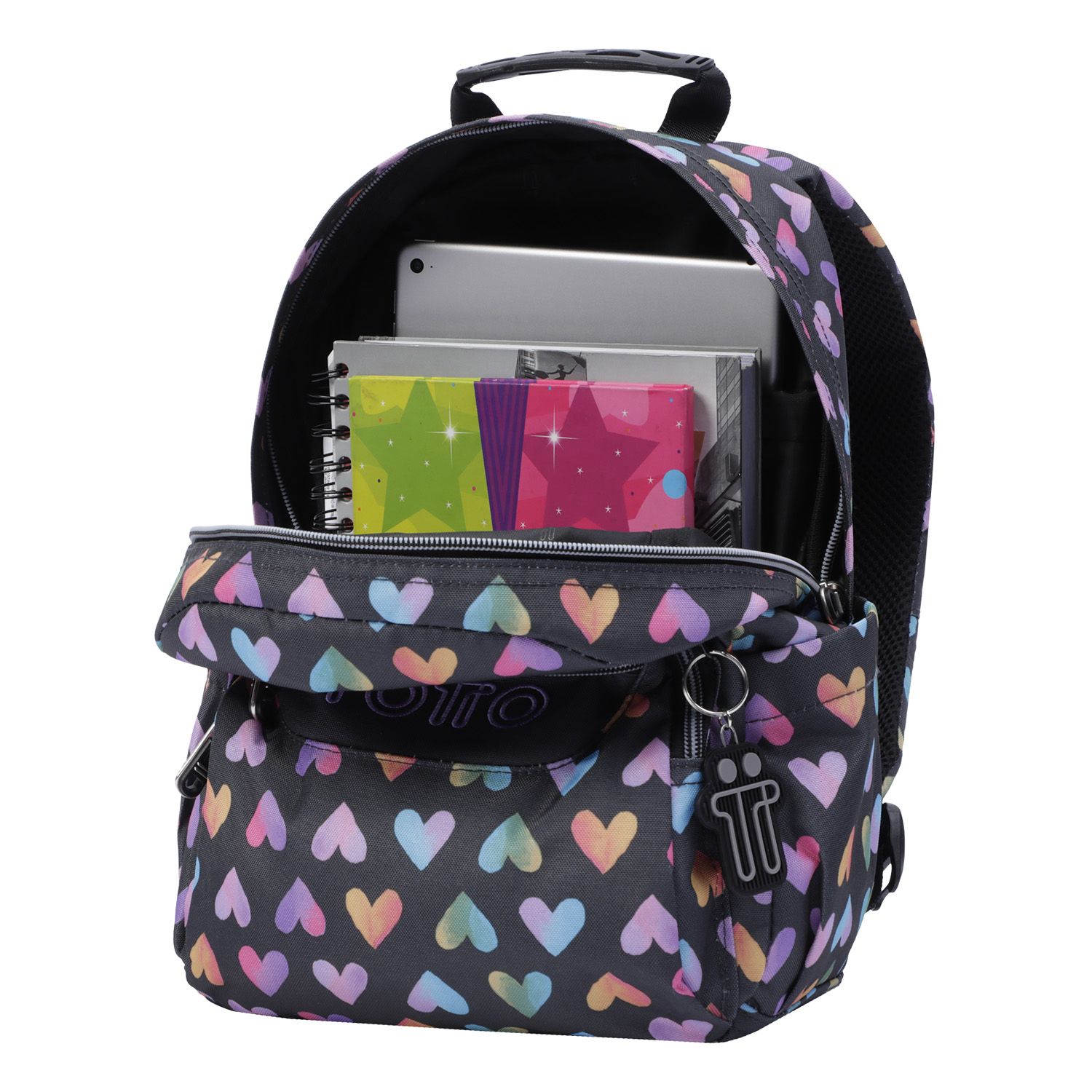Mochila escolar corazones de colores - Tempera