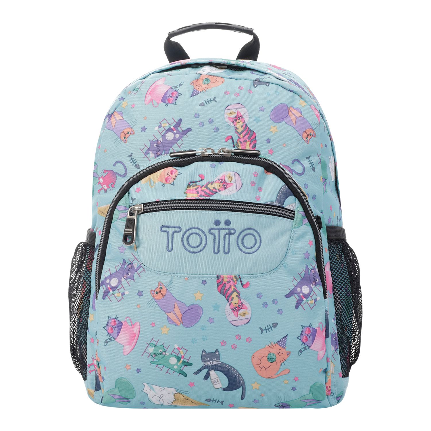 Mochila escolar azul y gatitos - Gommas