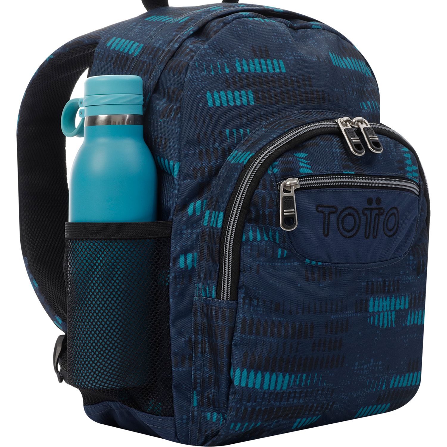 Mochila escolar azul jaspeado - Gommas