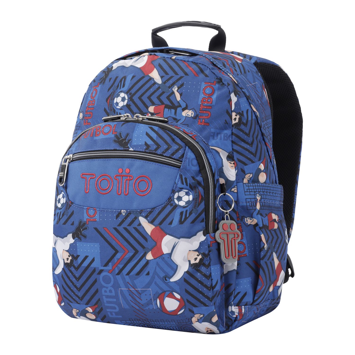 Mochila escolar azul y futbolistas - Gommas
