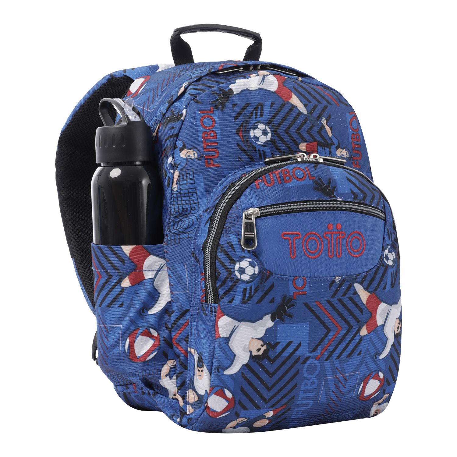 Mochila escolar azul y futbolistas - Gommas