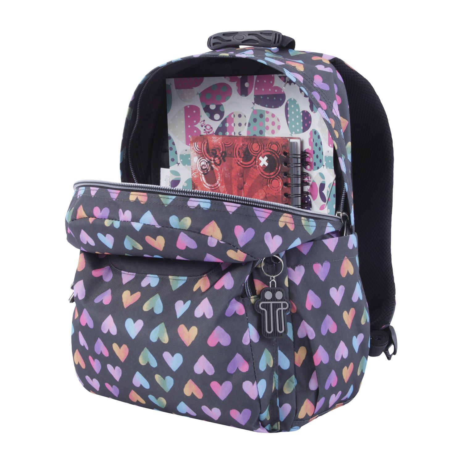 Mochila escolar adaptable a carro corazones de colores - Acuareles
