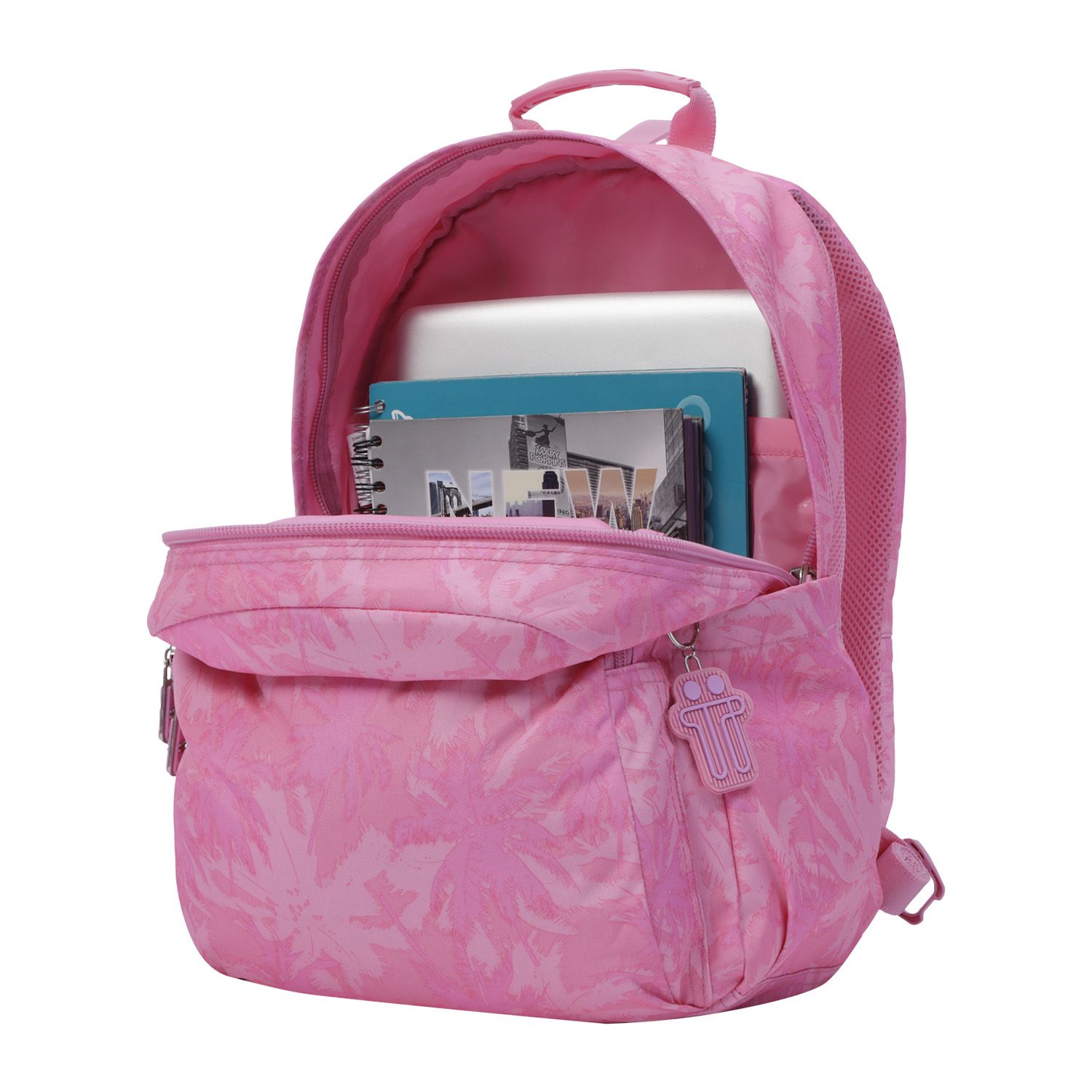 Mochila escolar adaptable a carro palmeras rosas - Acuareles