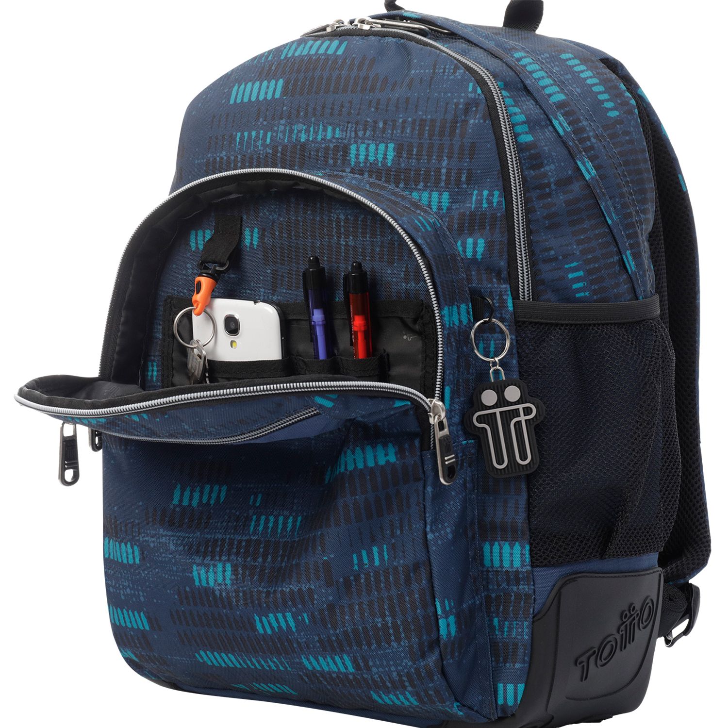 Mochila escolar azul jaspeado - Crayoles
