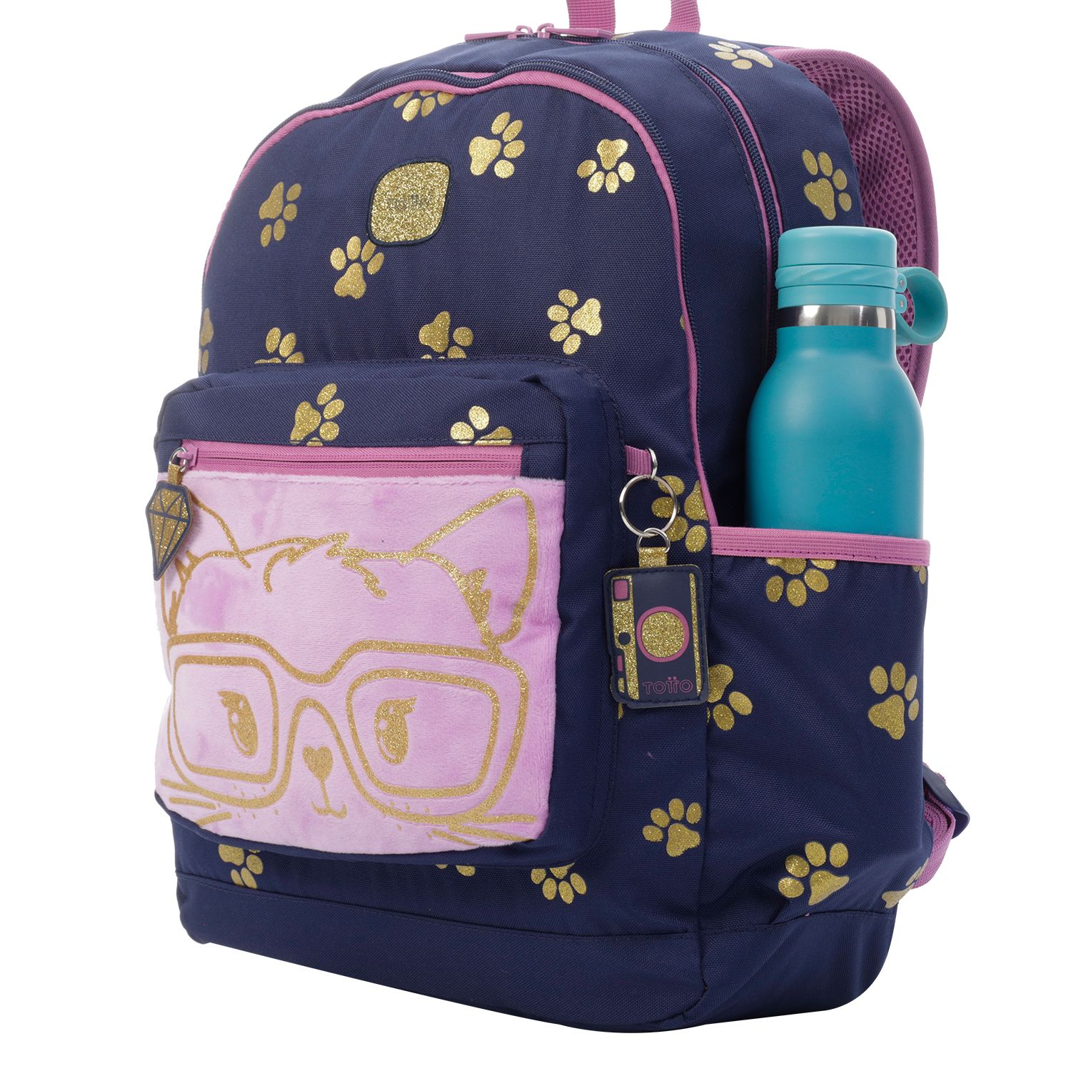 Mochila escolar huellas gato - Glony