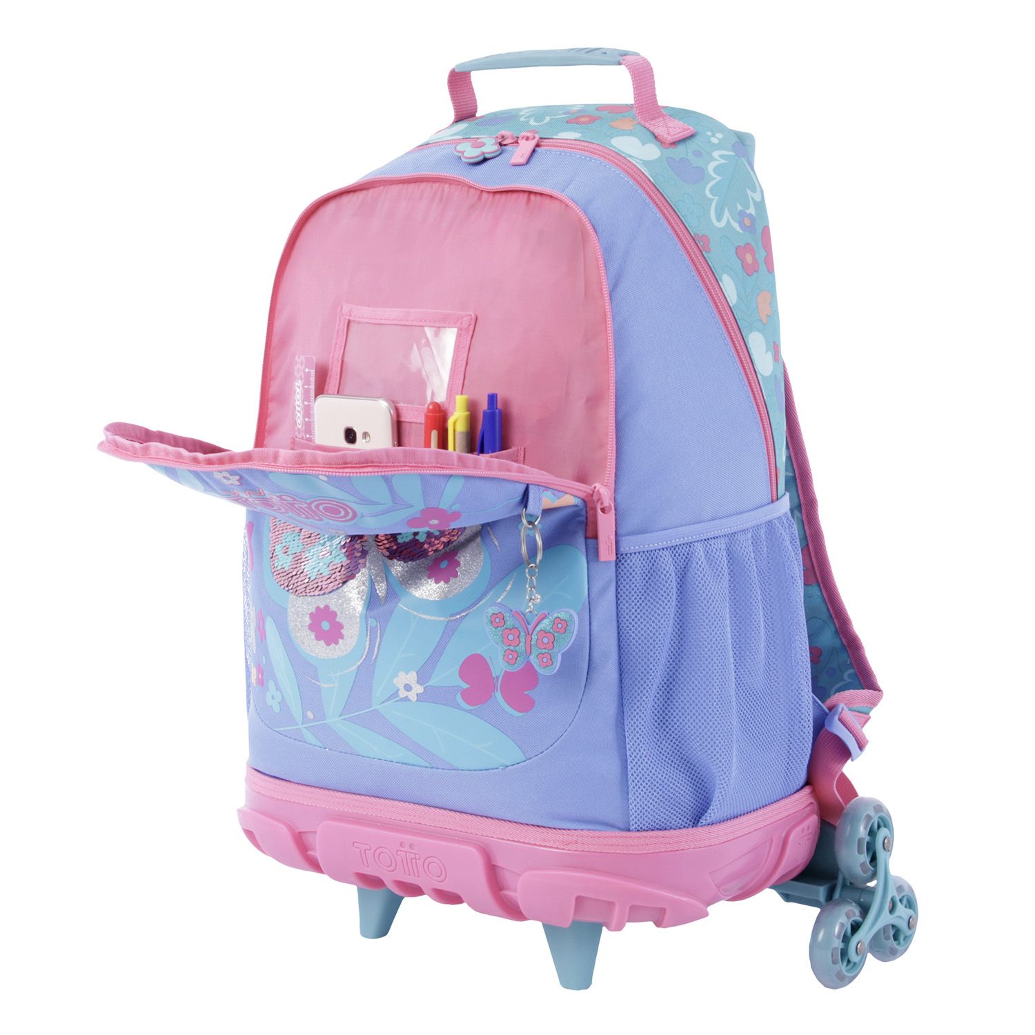 Mochila escolar grande 3 ruedas - Magic Garden